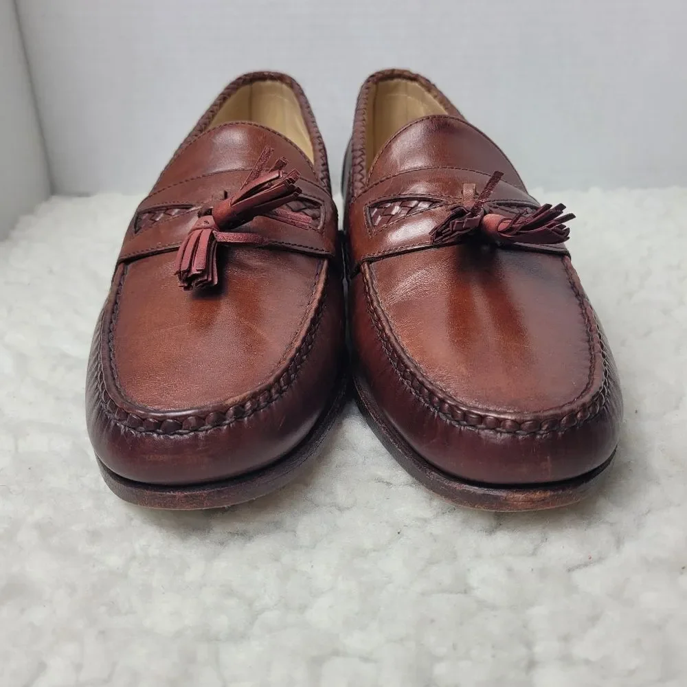 Allen Edmonds Maxfield Men's Slip-On Loafer Size 11 Brown Leather Tassel Braid